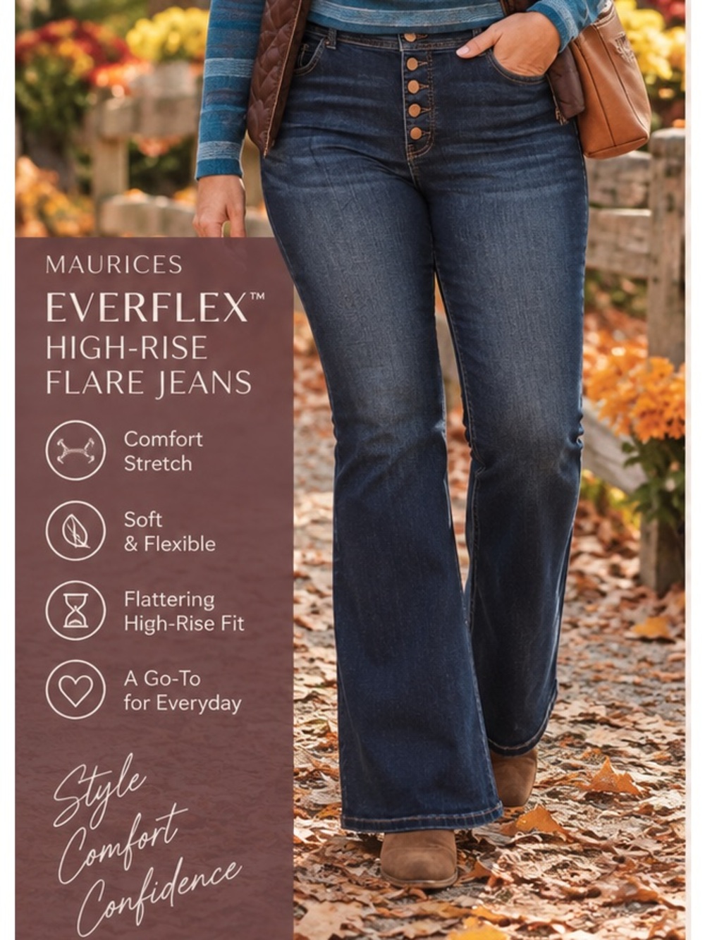 Maurices Dark Blue High-Rise Flare Jeans with Button Fly